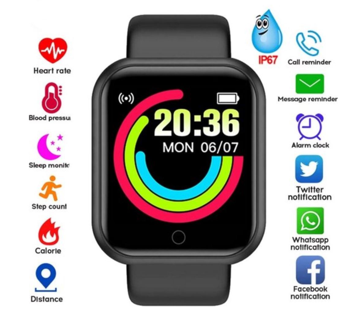 Smartwatch met Bluetooth - Hartslagmeter - Activity tracker - Zwart