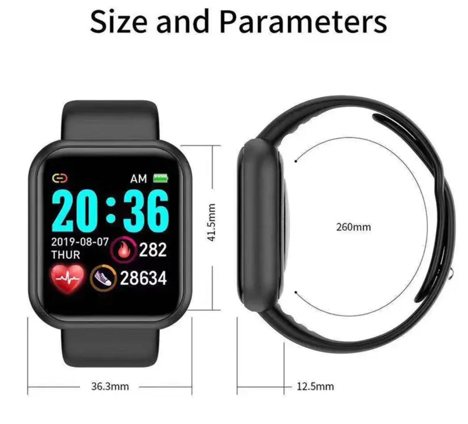 Smartwatch met Bluetooth - Hartslagmeter - Activity tracker - Zwart