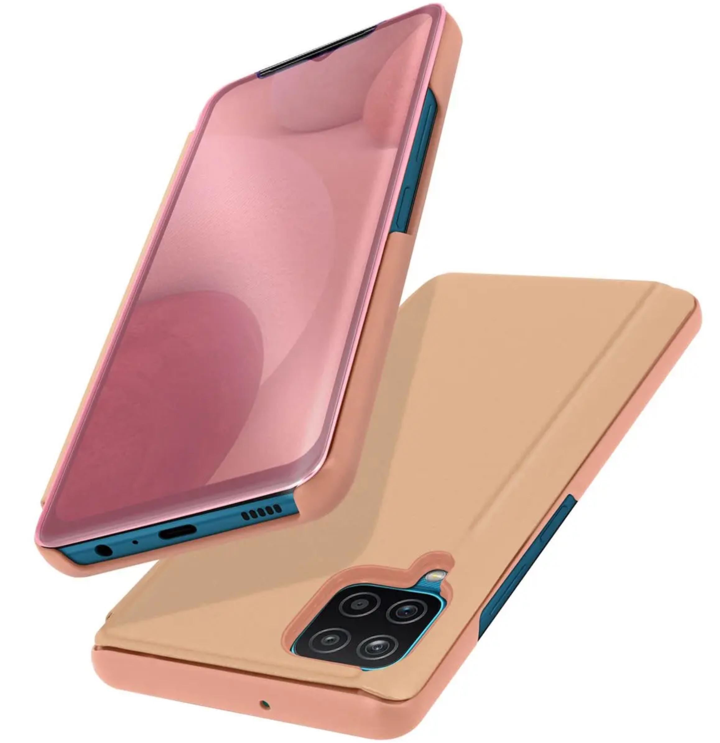 Galaxy A12 Clear View Cover Hoesje - Roze