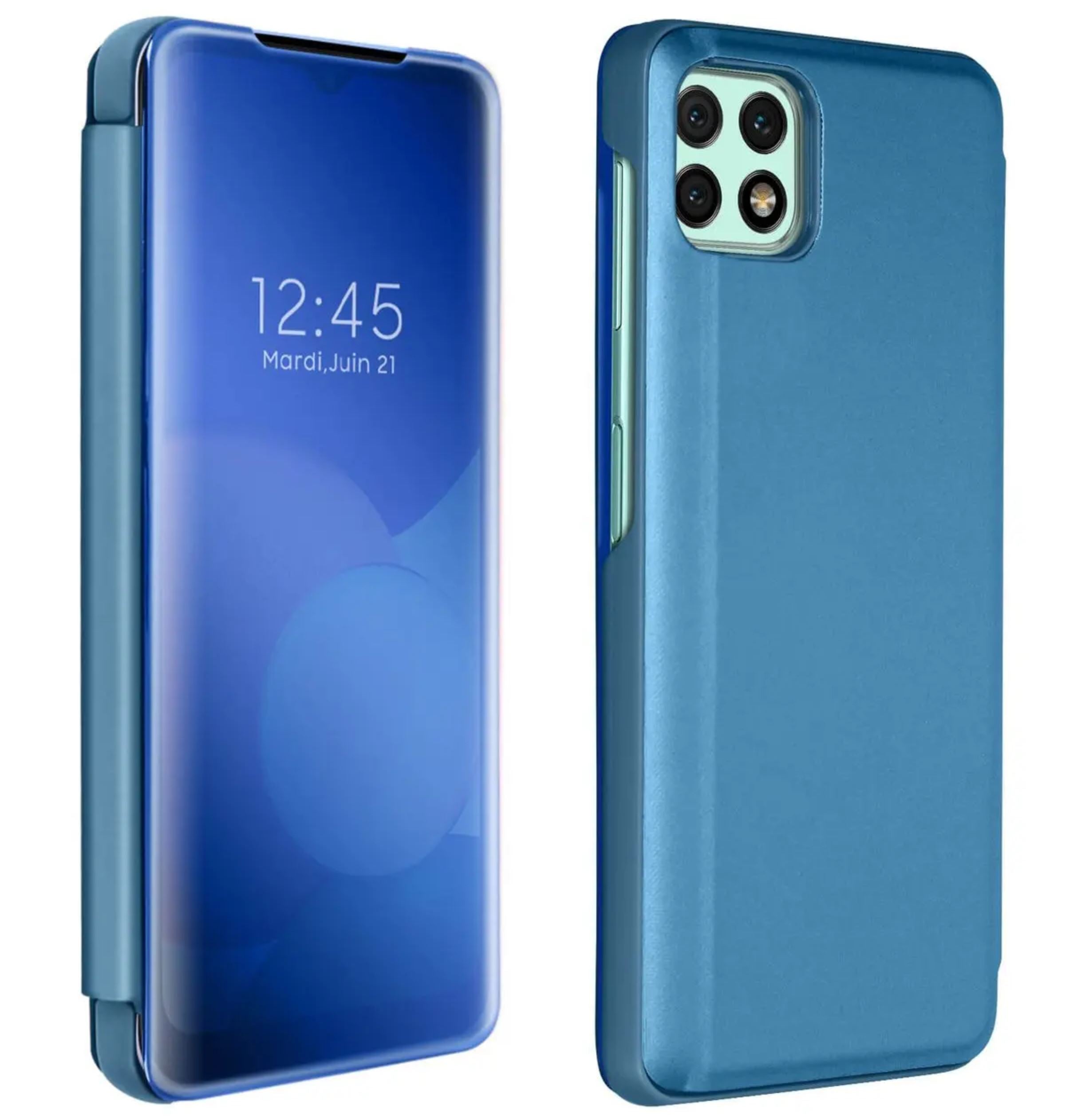 Galaxy A22 5G Clear View Cover Hoesje - Blauw