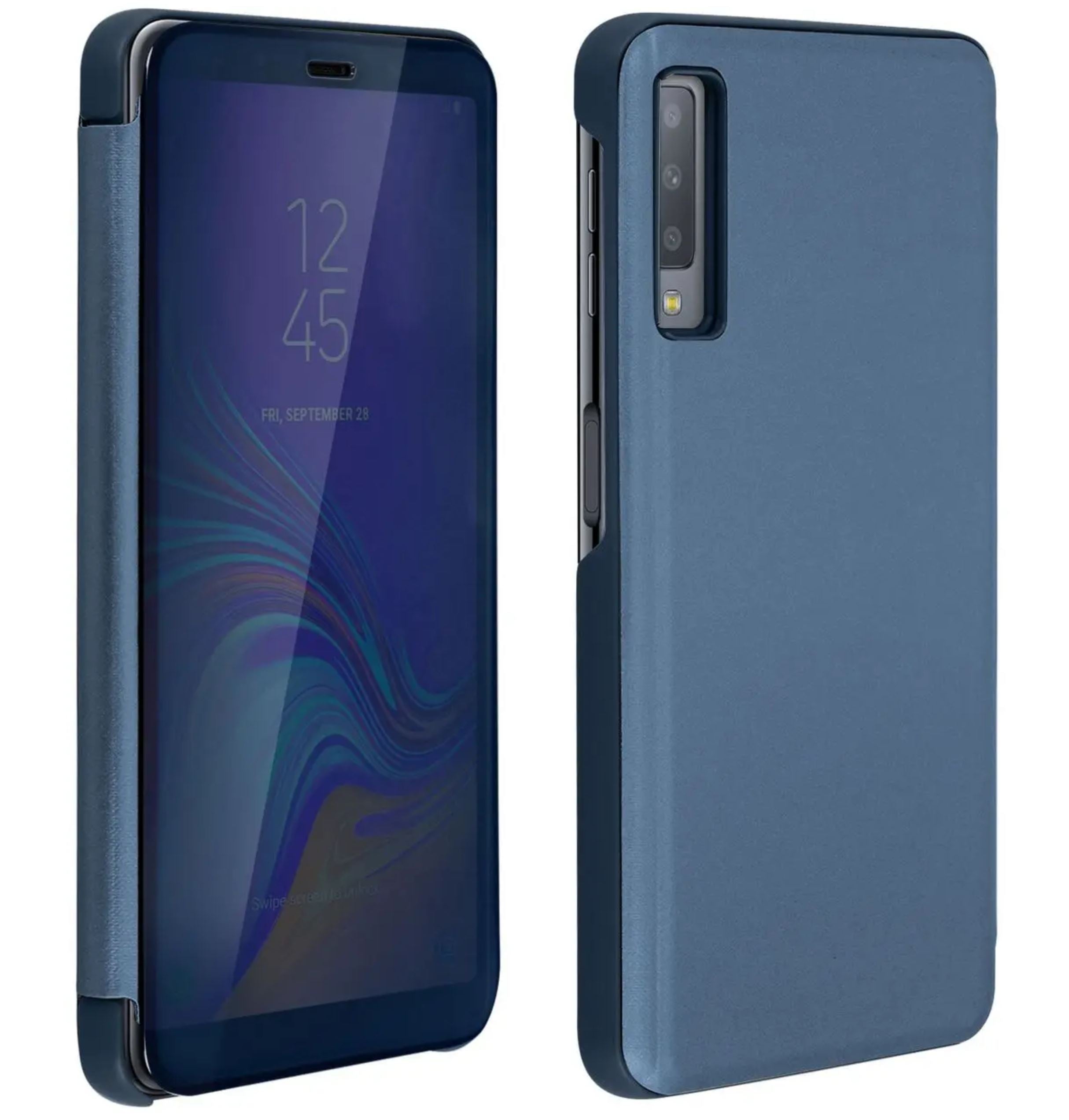 Galaxy A7-2018 Clear View Cover Hoesje - Blauw