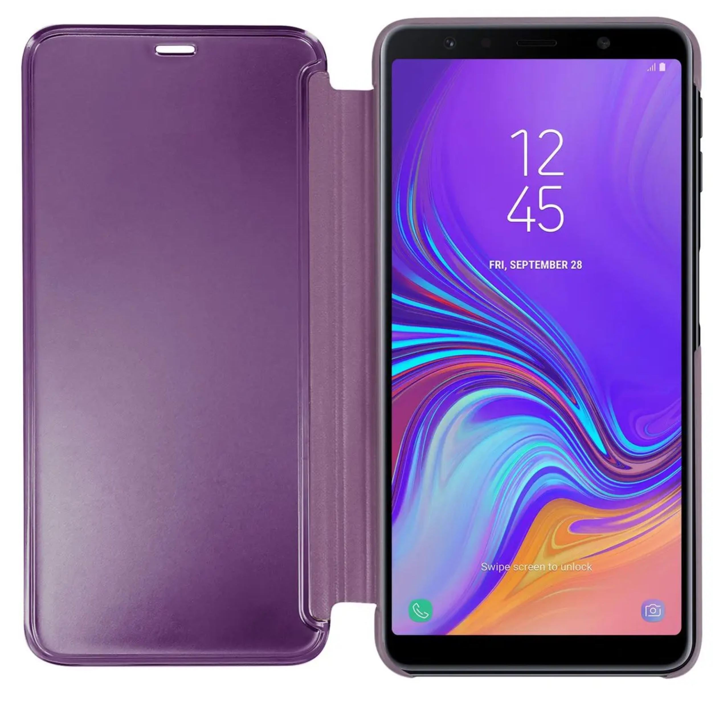 Galaxy A7-2018 Clear View Cover Hoesje - Paars