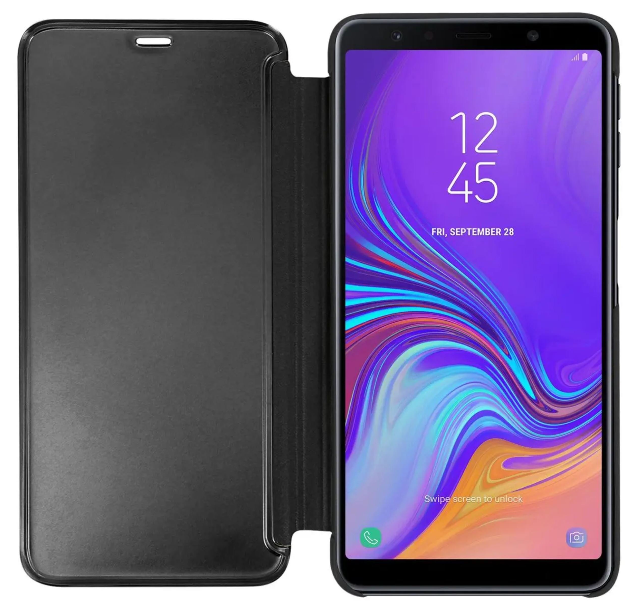 Galaxy A7-2018 Clear View Cover Hoesje - Zwart