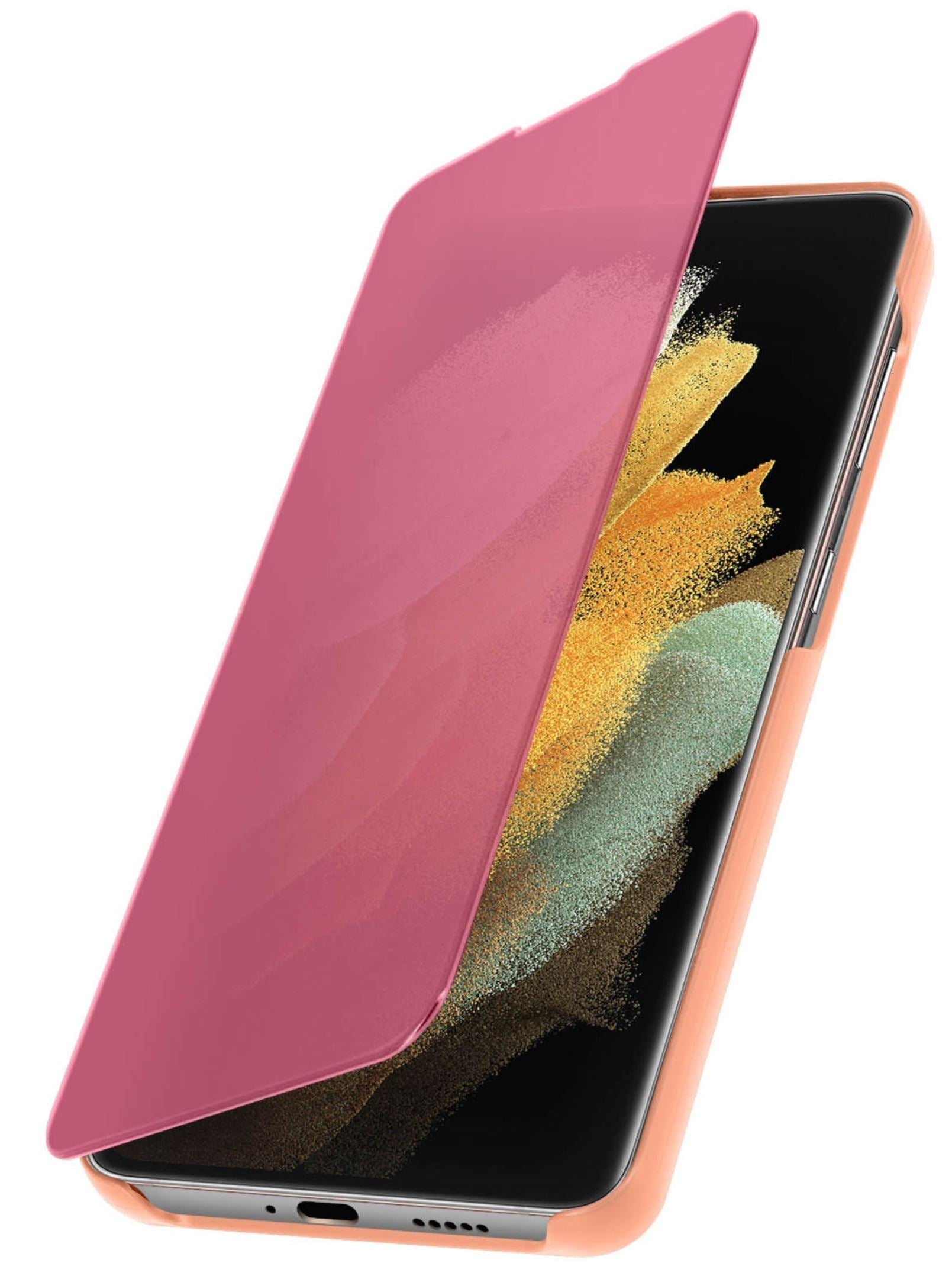Galaxy S21 Ultra Clear View Cover Hoesje - Roze