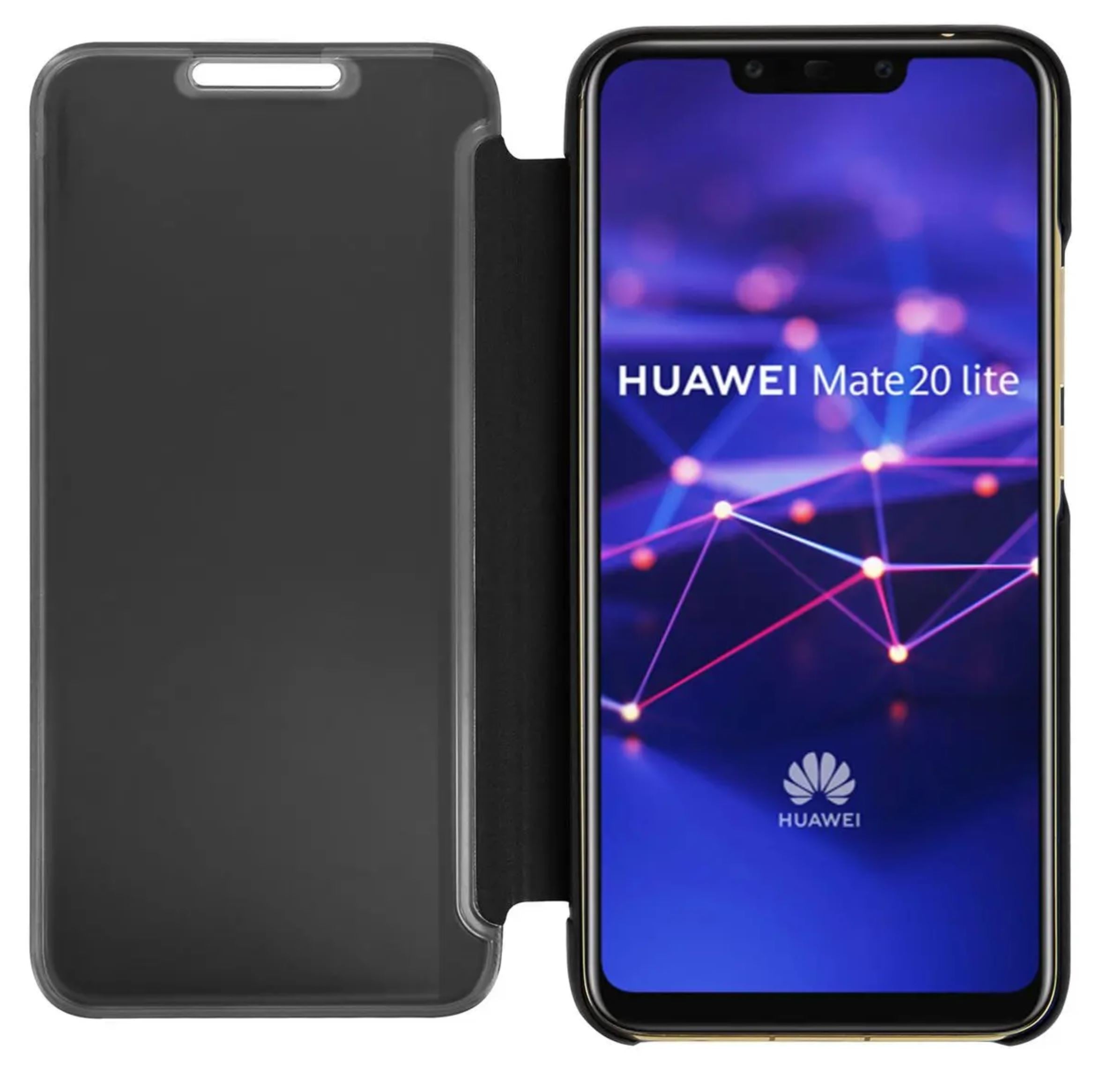 Mate 20 Lite Clear View Cover Hoesje - Zwart