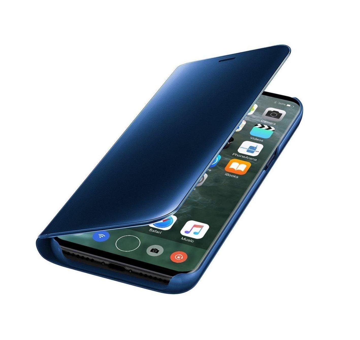 iPhone X-XS Clear View Cover Hoesje - Blauw
