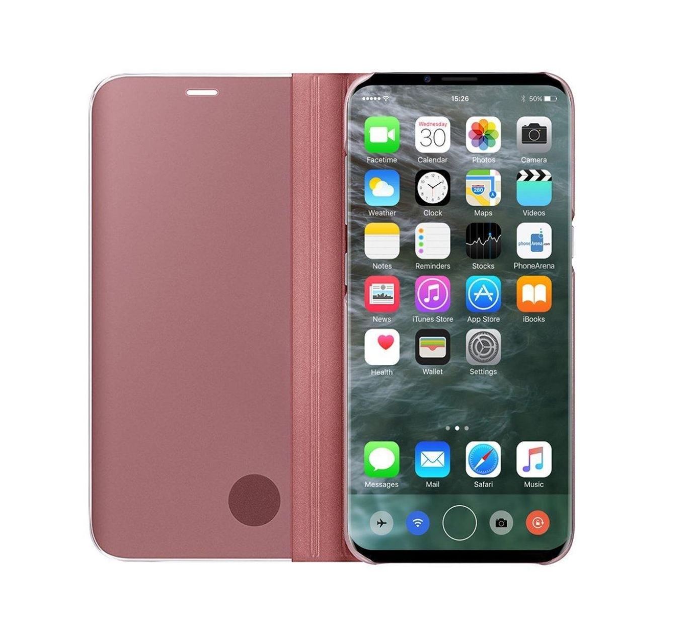 iPhone X-XS Clear View Cover Hoesje - Roze