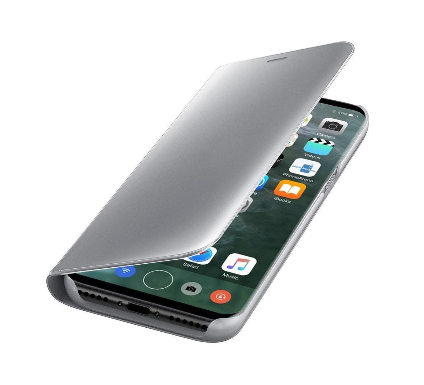 iPhone X-XS Clear View Cover Hoesje - Zilver